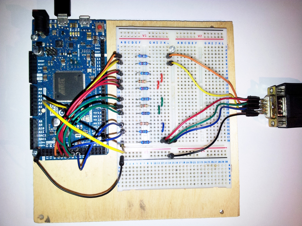 Due VGA library monochrome breadboard curcuit